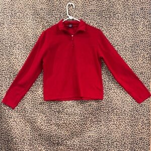 GAP Red Fleece Sweater with Quarter Zip